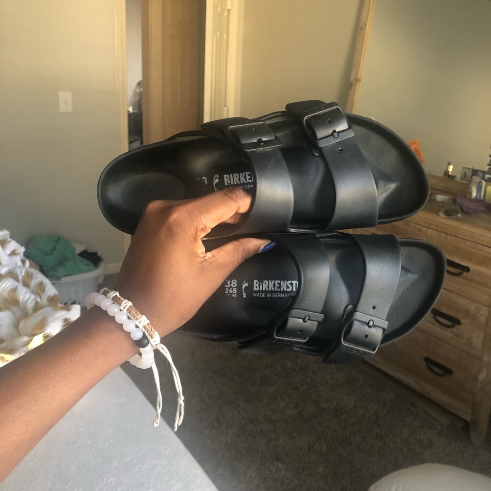 BLACK RUBBER BIRKENSTOCKS SANDALS!